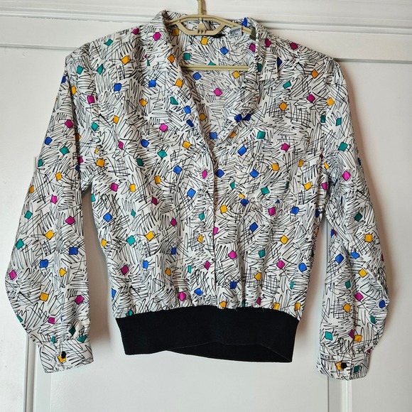 Ashleigh Morgan Tops - Vintage Windbreaker Size 12 Colorful Geometric 80s 90s Workout Party